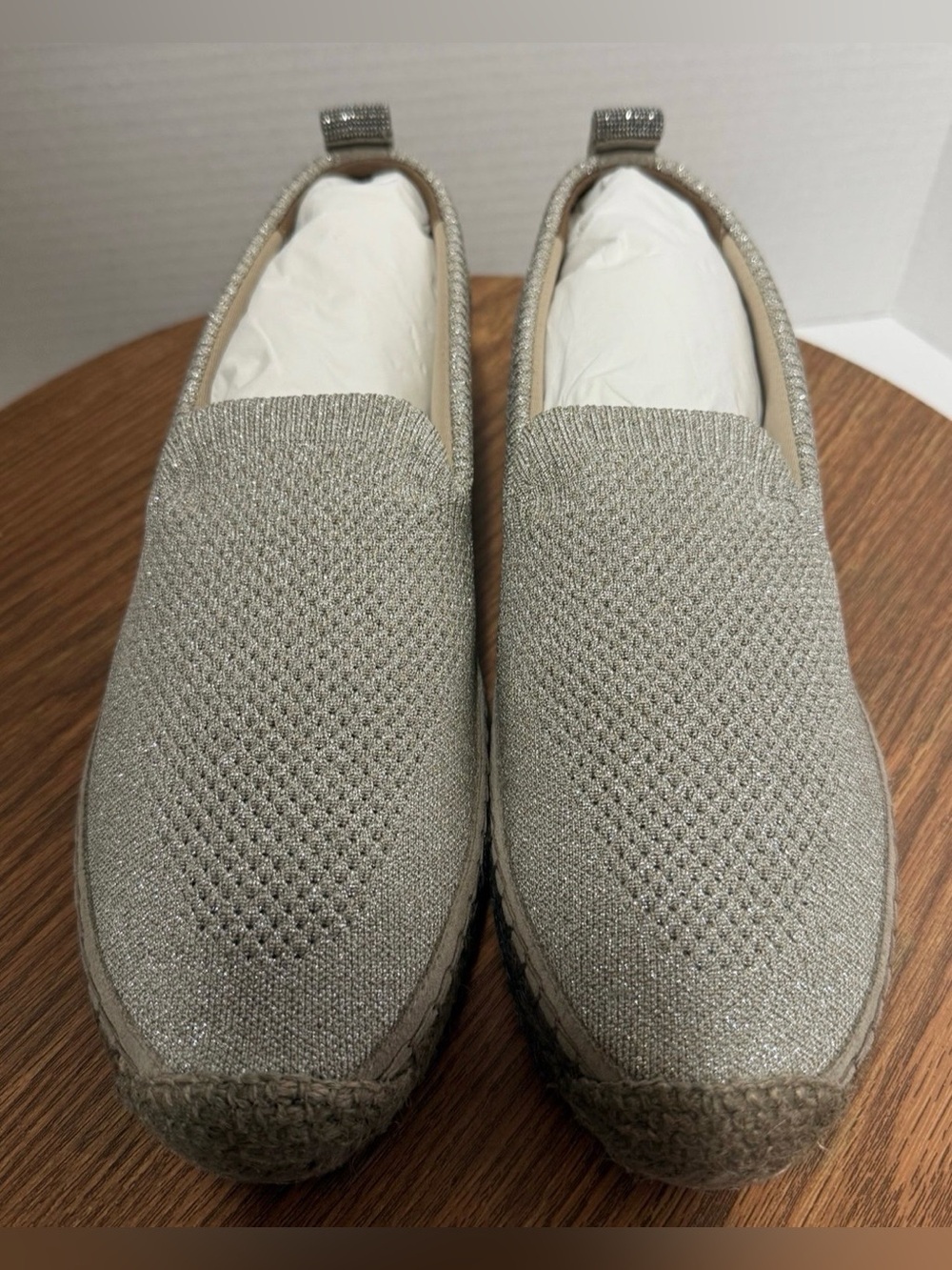 Brunello Cucinelli Woman Metallic Glitter Stretch Knit Espadrille Loafer-39